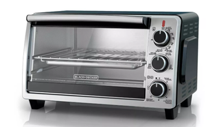 lot 461 image: BLACKDECKER 6 Slice Toaster Oven - Black Countertop, Stainless Steel, Cool Touch, Automatic Shut-Off, 1350W, Crumb Tray