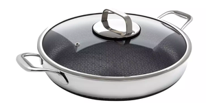 lot 65 image: Livwell DiamondClad 14-Inch. Hybrid Nonstick Stainless Steel Everything Pan Set w Tempered Glass Lid