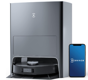 lot 82 image: ECOVACS DEEBOT X1 Omni Robot Vacuum and Mop Combo with Self-Emptying, Auto-Wash, Auto-Refill and Auto-Hot Air Drying, Black
