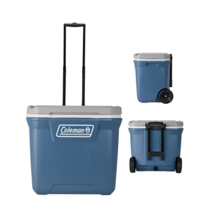 lot 305 image: Coleman 316 Series 60QT Ice Chest Rolling Cooler with Wheels, Lakeside Blue