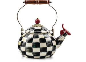 lot 350 image: MacKenzie-Childs Courtly Check Whistling Tea Kettle