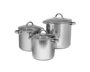 lot 380 image: Sedona Kitchen 3-Pc. Stainless Steel Stockpot Set