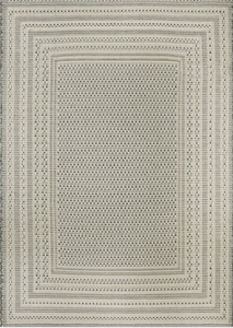 lot 85 image: Better Homes & Gardens 7x10 Woven Gray Border Outdoor Rug