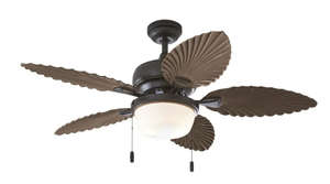 lot 88 image: Better Homes & Gardens 52 Bronze Industrial Ceiling Fan, 5 Palm Leaf Blades, LED Light, Indoor Outdoor