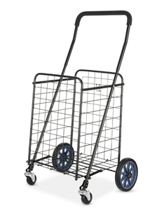 lot 195 image: Mainstays Metal 1 Compartment Rolling Metal Shopping  Utility Cart