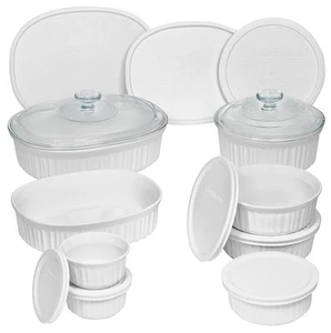 lot 197 image: 18PCS CorningWare French White Round & Oval Set