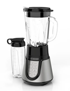 lot 253 image: Black  Decker Quiet Blender, 48 oz Glass Jar, Personal Blending Jar, 1000 Watts, 3 Speeds, 3 Auto Functions
