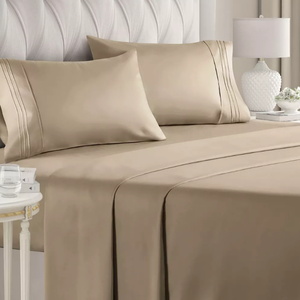 lot 267 image: 4PCS King Size CGK Luxury Soft Solid Bed Sheet Set