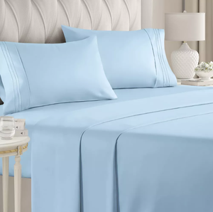 lot 268 image: 4PCS Queen CGK Luxury Soft Solid Bed Sheet Set