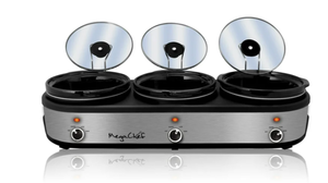 lot 269 image: MegaChef Triple 2.5 Quart Slow Cooker and Buffet Server