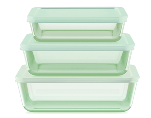 lot 491 image: 6PCS Pyrex Simply Store Tinted Rectangular Glass Storage Set