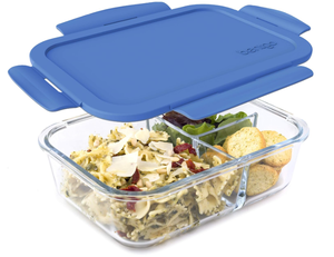 lot 499 image: Bentgo Glass Lunch Box - Leak-Proof Bento-Style Food Container with Airtight Lid and Divided 3-Compartment Design