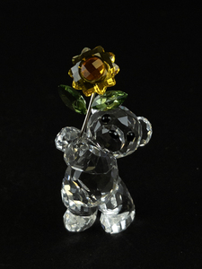 lot 13 image: Swarovski Crystal Bear Figurine with Yellow Flower