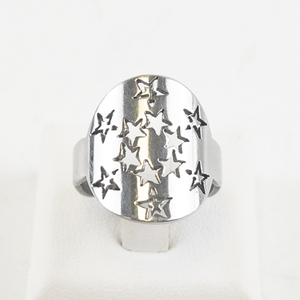 lot 53 image: Starry Night Silver Tone Base Metal Ring. Size 7