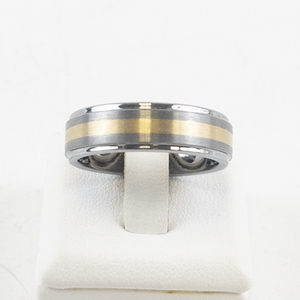 lot 57 image: Spartan Mens Two-Tone Tungsten Carbide Comfort Fit Ring. Size 10. -Like New