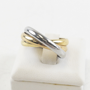 lot 64 image: Interconnected Stainless Steel Tri-tone Ring. Size 6