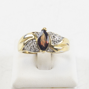 lot 70 image: Mens Gold Plated Garnet and Diamond Ring Size 11