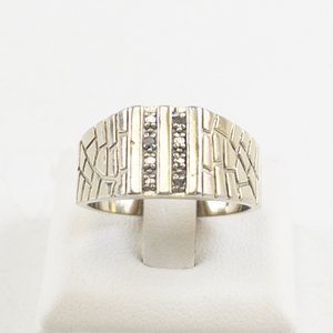 lot 71 image: Mens Vermeil Sterling Silver Diamond Ring Size 9.75-10