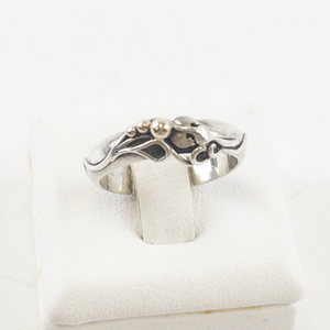 lot 76 image: Modernist Sterling Silver and Gold Accent Ring Size 5.5