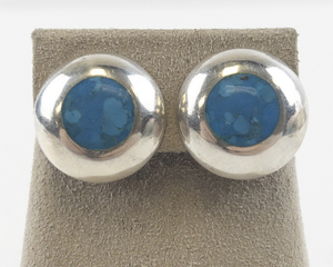 lot 85 image: Sterling Silver Turquoise Clip-On Earrings.
