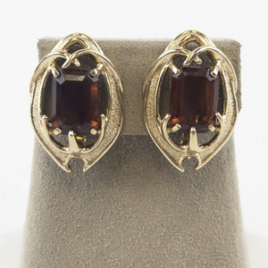 lot 91 image: Sarah Coventry Gold Tone Clip-On Earrings with Red Gemstones