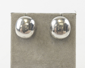 lot 93 image: Pair of Silver-Tone Domed Stud Earrings