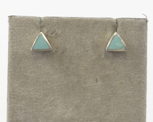 lot 94 image: Pair of Sterling Silver Triangle Turquoise Stud Earrings