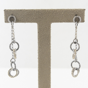 lot 99 image: Sterling Silver Abstract Spiral Dangle Earrings