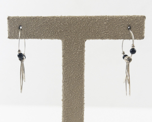 lot 101 image: Hoop Earrings with Black Beads and Dangle Accents