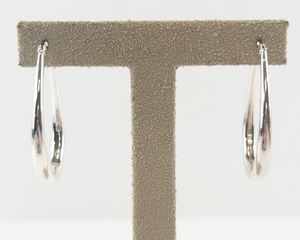 lot 104 image: Pair of Silver-Tone Teardrop Hoop Earrings