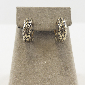 lot 107 image: Pair of Gold-Tone Snake Skin Clip-On Hoop Earrings