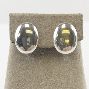lot 108 image: Pair of Sterling Silver Oval Clip-On Earrings