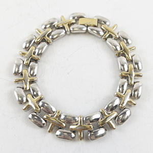 lot 134 image: Two-Tone Link Bracelet with Gold and Silver Finish
