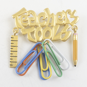 lot 146 image: Vintage Teachers Tools Brooch Pin by Tona Jewelry with Charms