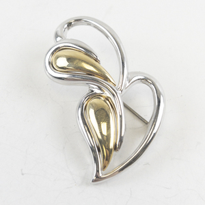 lot 167 image: Silver and Gold Tone Abstract Heart Pin Brooch