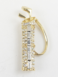 lot 170 image: Gold-Tone Golf Bag Brooch with Rhinestones