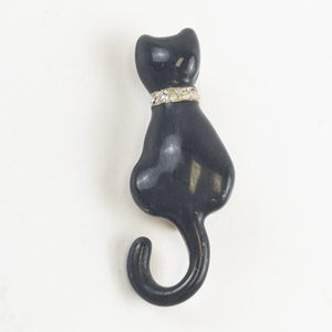 lot 171 image: Vintage Black Cat Brooch with Rhinestone Collar
