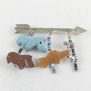 lot 183 image: Southwestern Style Inlay Animal Fetish Arrow Pin Brooch