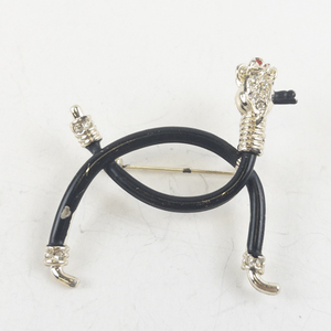 lot 185 image: Vintage Poodle Dog Brooch Black Enamel and Rhinestone Pin