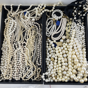 lot 196 image: Large Collection of Faux Pearl & Beaded Costume Jewelry Necklaces