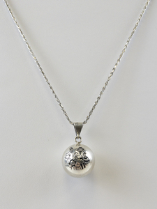 lot 205 image: Sterling Silver Save The Children Bell Pendant Necklace with Family Motif