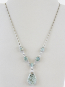 lot 207 image: Sterling Silver Larimar Teardrop Pendant Necklace