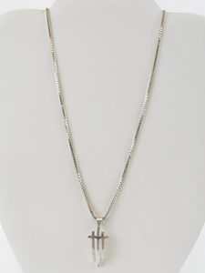 lot 212 image: Sterling Silver Triple Cross Pendant Necklace 16in 4.38dwt