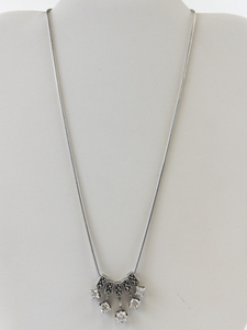 lot 220 image: Marcasite and CZ Slide Pendant Sterling Silver Necklace