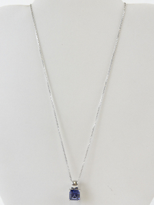lot 222 image: Sterling Silver Necklace with Blue Stone Pendant, 