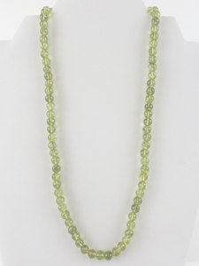 lot 232 image: Single Strand Peridot Bead Necklace with Silver Clasp