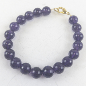 lot 235 image: Amethyst Beaded Bracelet with Gold-Tone Clasp