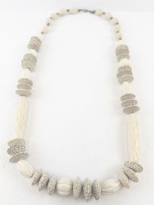 lot 236 image: Vintage Natural Bead Necklace with Textured and Smooth Accents