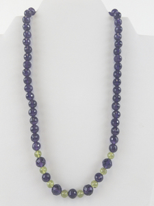 lot 237 image: Amethyst and Peridot Beaded Necklace with Decorative Clasp