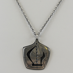 lot 247 image: Ron Senungetuk (Inuit) Sterling Silver Pendant Necklace,